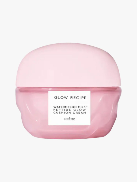 Glow Recipe Watermelon Milk Peptide Cushion Cream in branded component on a light gray background